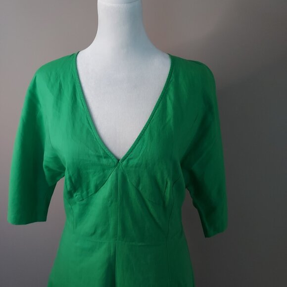 TOME Collective Linen Blend Green Midi Dress Size 8 - Picture 5 of 12